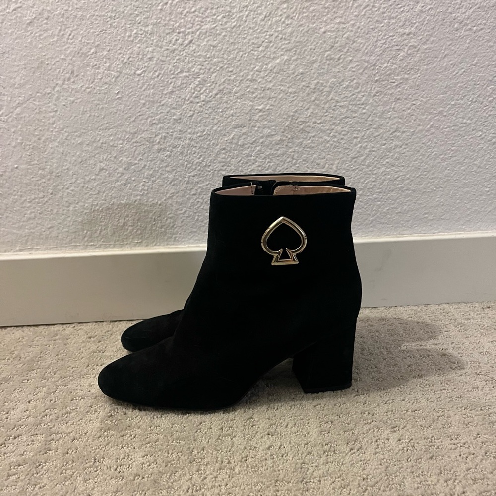 Kate Spade Suede Black Boots with Emblem